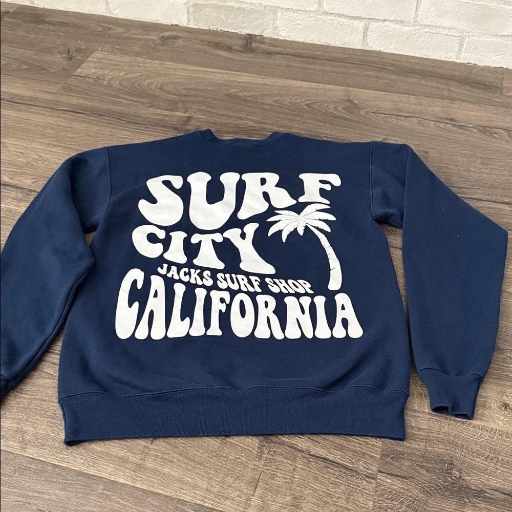 Jacks surf city crew neck navy blue sweatshirt